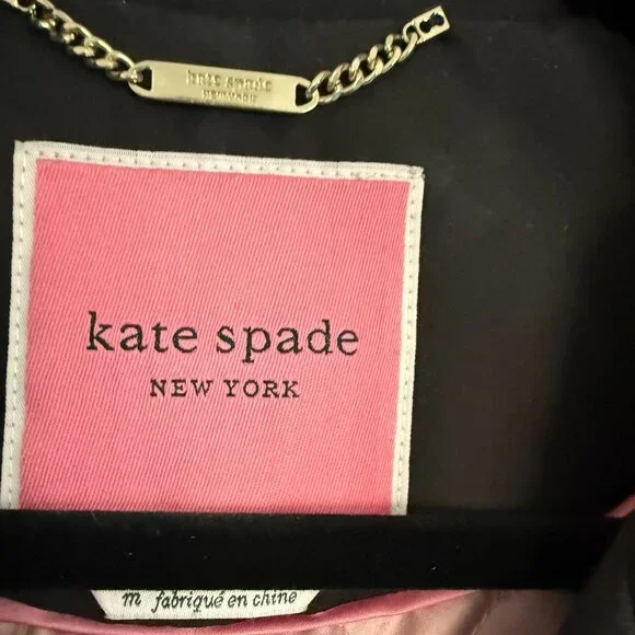 Kate Spade Black Trench/Rain Coat Size 8 - Picture 3 of 7